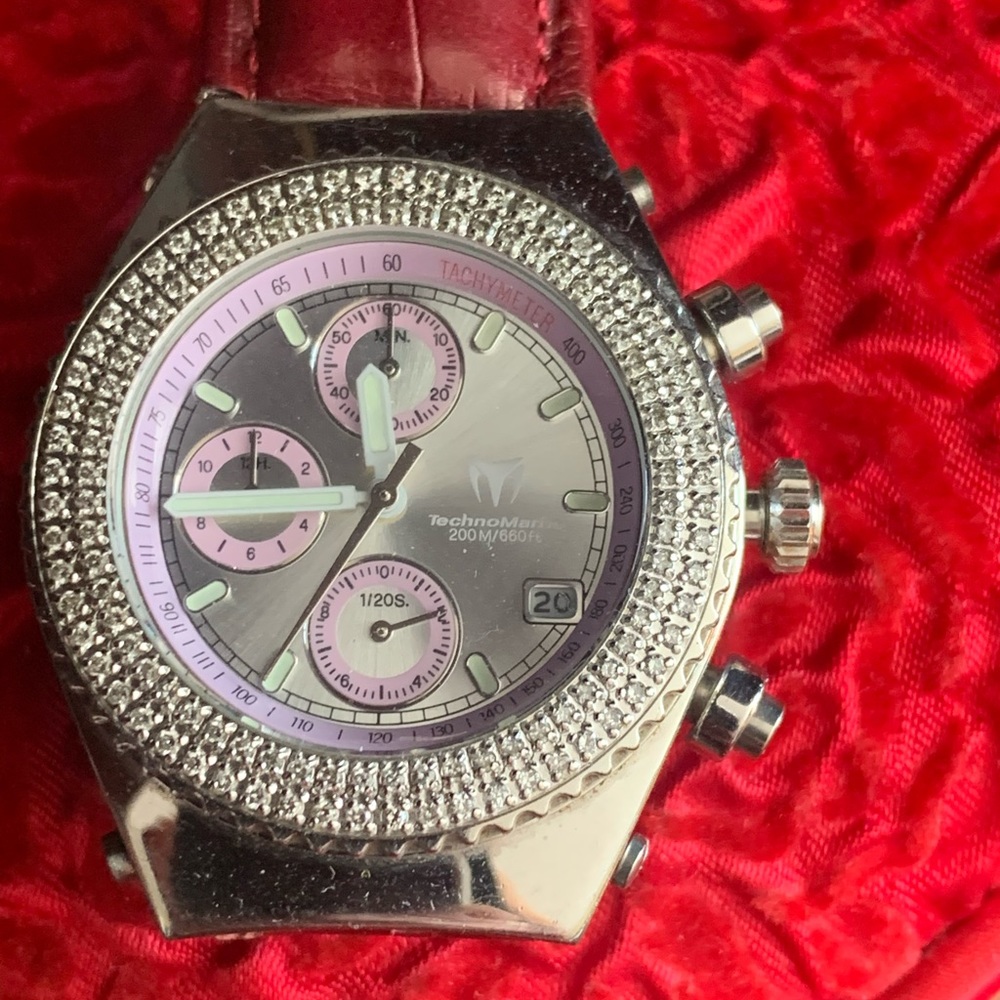 HOT DEAL TechnoMarine Bezel Diamond Chronograph Ladies Watch# 4595,TechnoDiamond